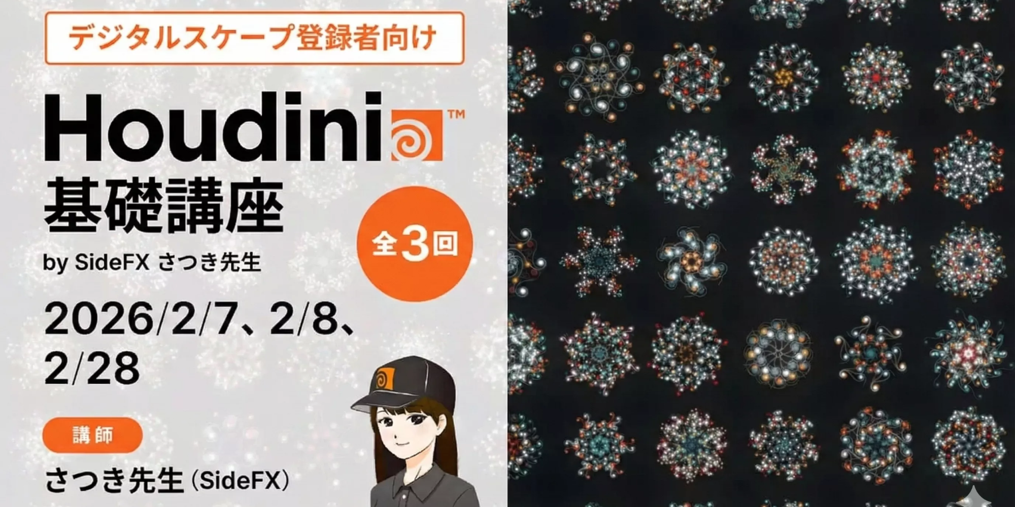 【デジタルスケープ登録者限定】『無料Houdini基礎講座 byさつき先生』開催！（2026年2月）